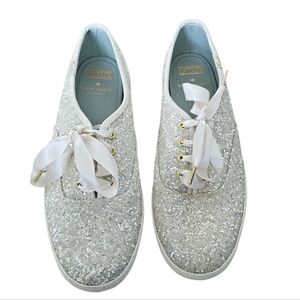Kate Spade X Keds Glitter White Silver Wedding Sneaker Shoes Size 7